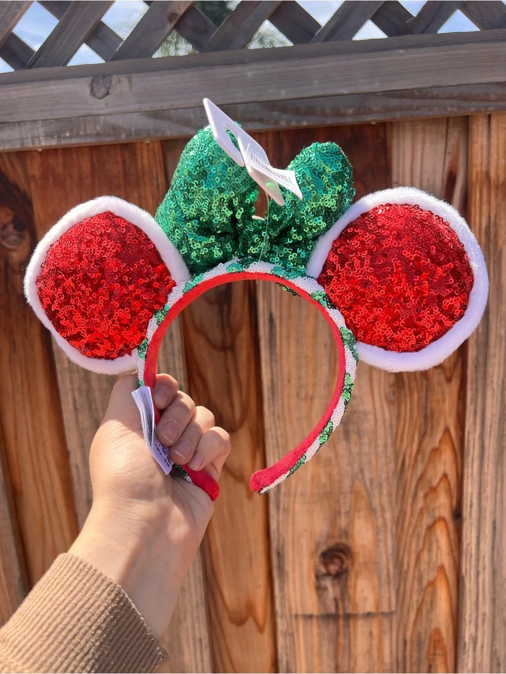 Disney Sequin Holiday Mouse Ears Headband with Candy Bow -